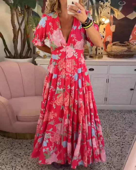 Curated lifestyle - V-neck floral dress